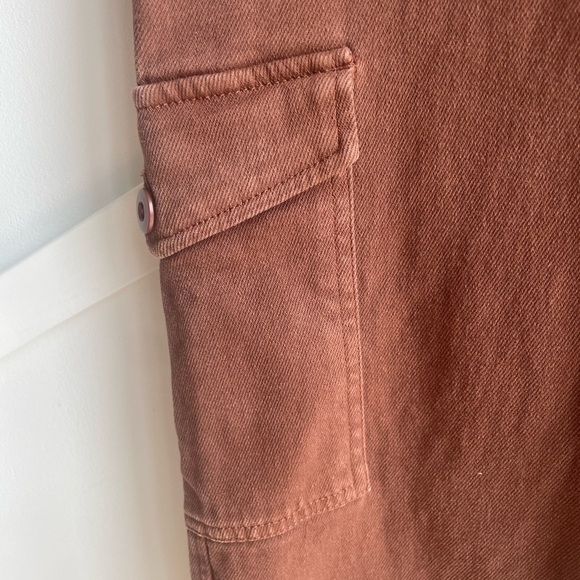 Aritzia Wilfred Free High-waisted Cargo Cognac Cotton BrownChocolate Pants size4 - Picture 8 of 12